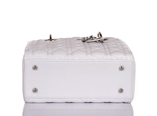lady dior patent leather bag 6322 white with silver hardware